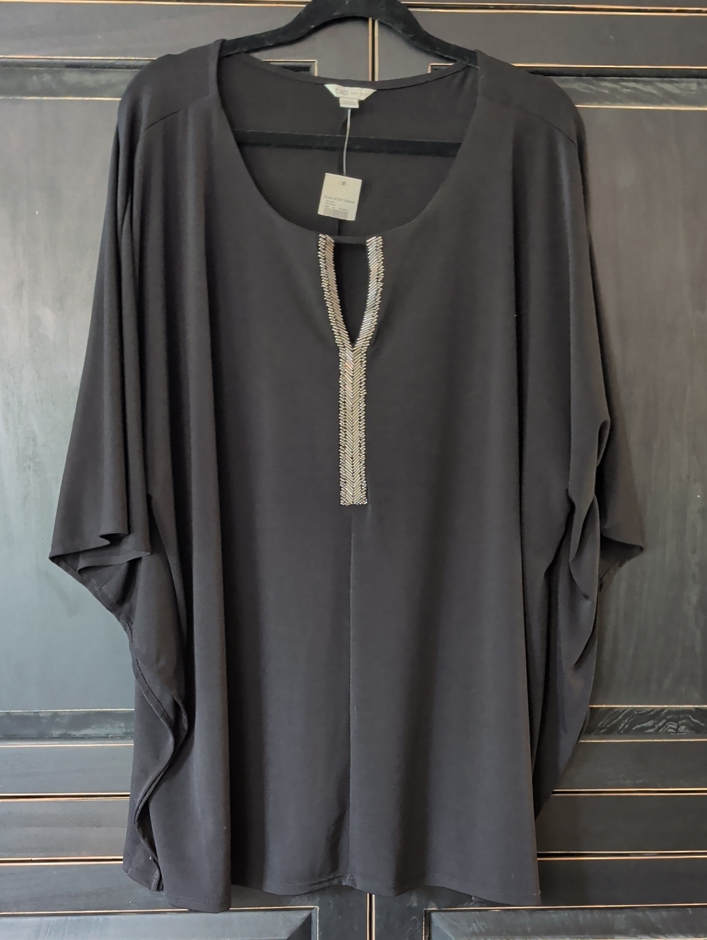 Embellished Black Women's Top - Elegant Scoop Neck **NWT**